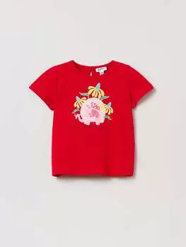 Хлопковая футболка с принтом Fagottino, цвет geranium red