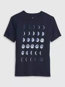 Хлопковая футболка с принтом фаз луны Gap, цвет night blue