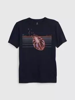 Хлопковая футболка с принтом Gap, цвет dark blue