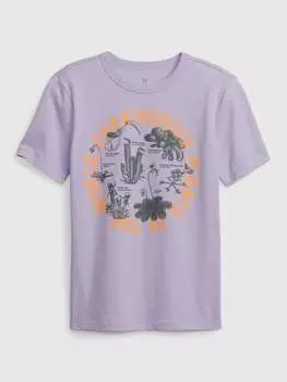 Хлопковая футболка с принтом Gap, цвет lavender