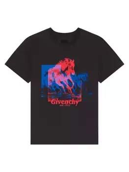 Хлопковая футболка с принтом лошади Givenchy, черный