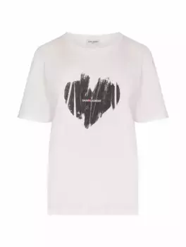Хлопковая футболка с принтом Saint Laurent, белый