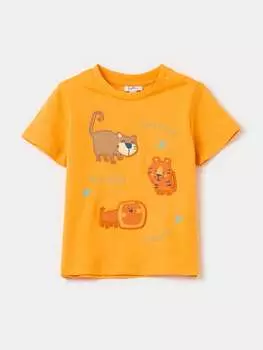 Хлопковая футболка с принтом животных Fagottino, цвет papaya orange
