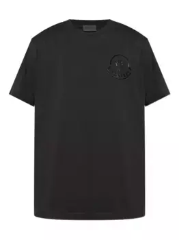 Хлопковая футболка с тисненым логотипом MONCLER, черный