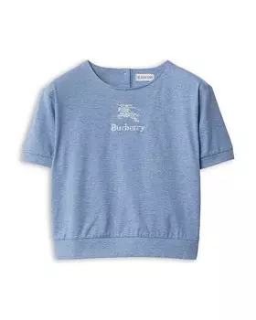 Хлопковая футболка с вышивкой для девочек Burberry — Little Kid, Big Kid, синий