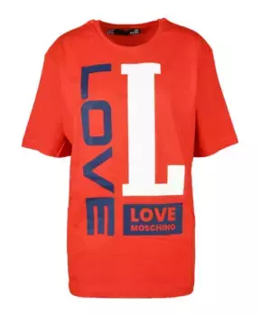 Хлопковая футболка стильного дизайна. Love Moschino, красный