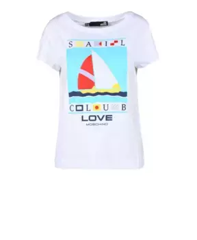 Хлопковая футболка стильного дизайна. Love Moschino, белый