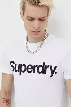 Хлопковая футболка Superdry, белый