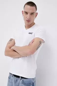 Хлопковая футболка Superdry, белый