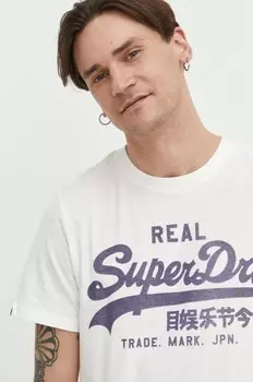 Хлопковая футболка Superdry, белый