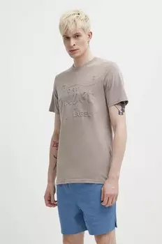 Хлопковая футболка Superdry, бежевый