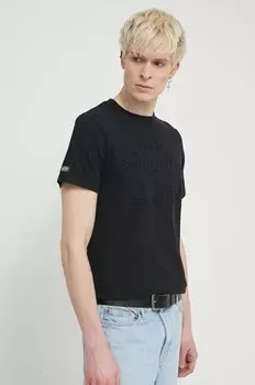 Хлопковая футболка Superdry, черный