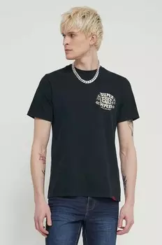 Хлопковая футболка Superdry, черный