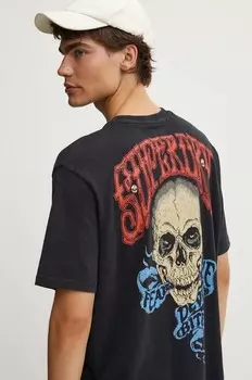 Хлопковая футболка Superdry, черный