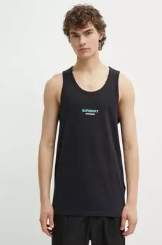 Хлопковая футболка Superdry, черный