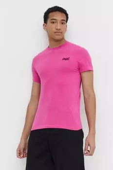 Хлопковая футболка Superdry, розовый