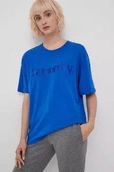 Хлопковая футболка Superdry, синий