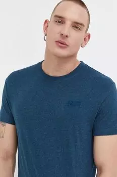 Хлопковая футболка Superdry, темно-синий