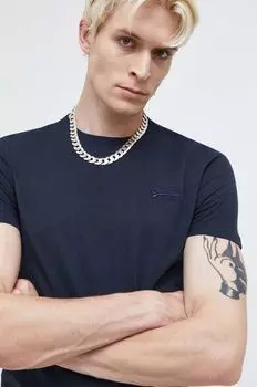 Хлопковая футболка Superdry, темно-синий