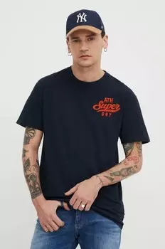 Хлопковая футболка Superdry, темно-синий