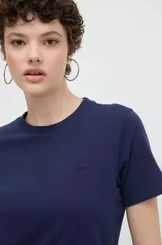 Хлопковая футболка Superdry, темно-синий