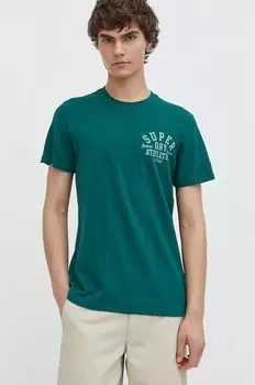 Хлопковая футболка Superdry, зеленый