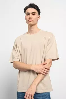 Хлопковая футболка свободного кроя Gant, бежевый
