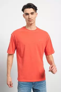 Хлопковая футболка свободного кроя Gant, красный