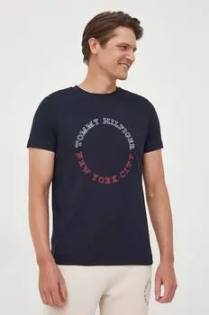 Хлопковая футболка Tommy Hilfiger, темно-синий