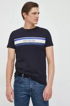 Хлопковая футболка Tommy Hilfiger, темно-синий