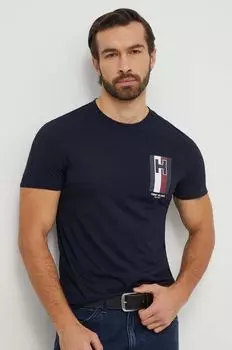 Хлопковая футболка Tommy Hilfiger, темно-синий