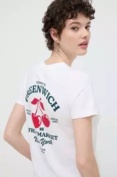 Хлопковая футболка Tommy Jeans, белый
