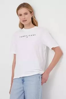 Хлопковая футболка Tommy Jeans, белый
