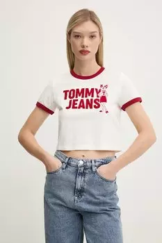 Хлопковая футболка Tommy Jeans, белый