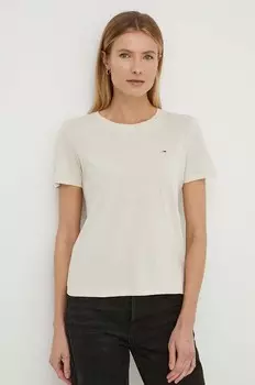 Хлопковая футболка Tommy Jeans, бежевый