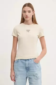 Хлопковая футболка Tommy Jeans, бежевый