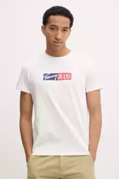 Хлопковая футболка Tommy Jeans, бежевый