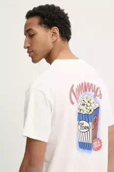 Хлопковая футболка Tommy Jeans, бежевый