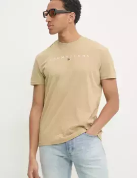 Хлопковая футболка Tommy Jeans, бежевый