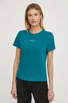 Хлопковая футболка Tommy Jeans, бирюзовый