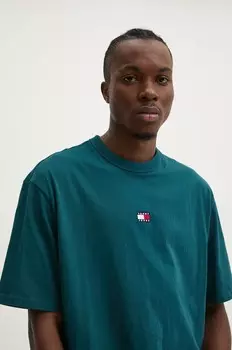 Хлопковая футболка Tommy Jeans, бирюзовый