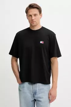 Хлопковая футболка Tommy Jeans, черный