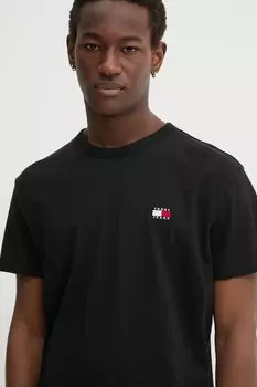 Хлопковая футболка Tommy Jeans, черный