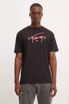 Хлопковая футболка Tommy Jeans, черный