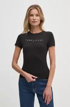 Хлопковая футболка Tommy Jeans, черный