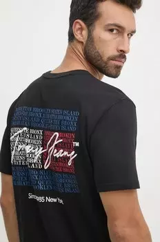 Хлопковая футболка Tommy Jeans, черный