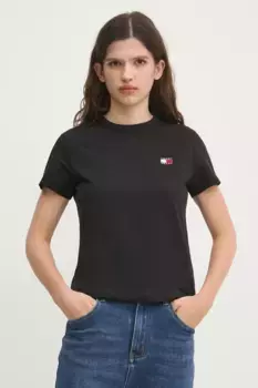 Хлопковая футболка Tommy Jeans, черный