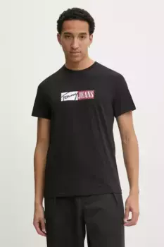 Хлопковая футболка Tommy Jeans, черный