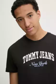 Хлопковая футболка Tommy Jeans, черный