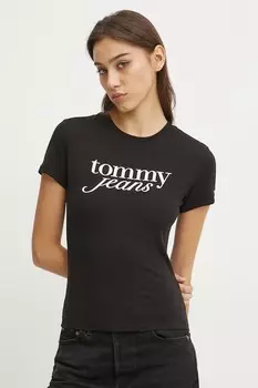Хлопковая футболка Tommy Jeans, черный